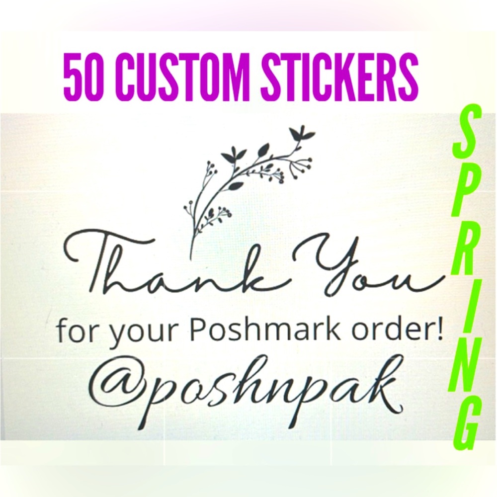 NEW DESIGN!🌷🪻50 Custom Thank you stickers- 2.25 x 1.25 rectangle-spring floral